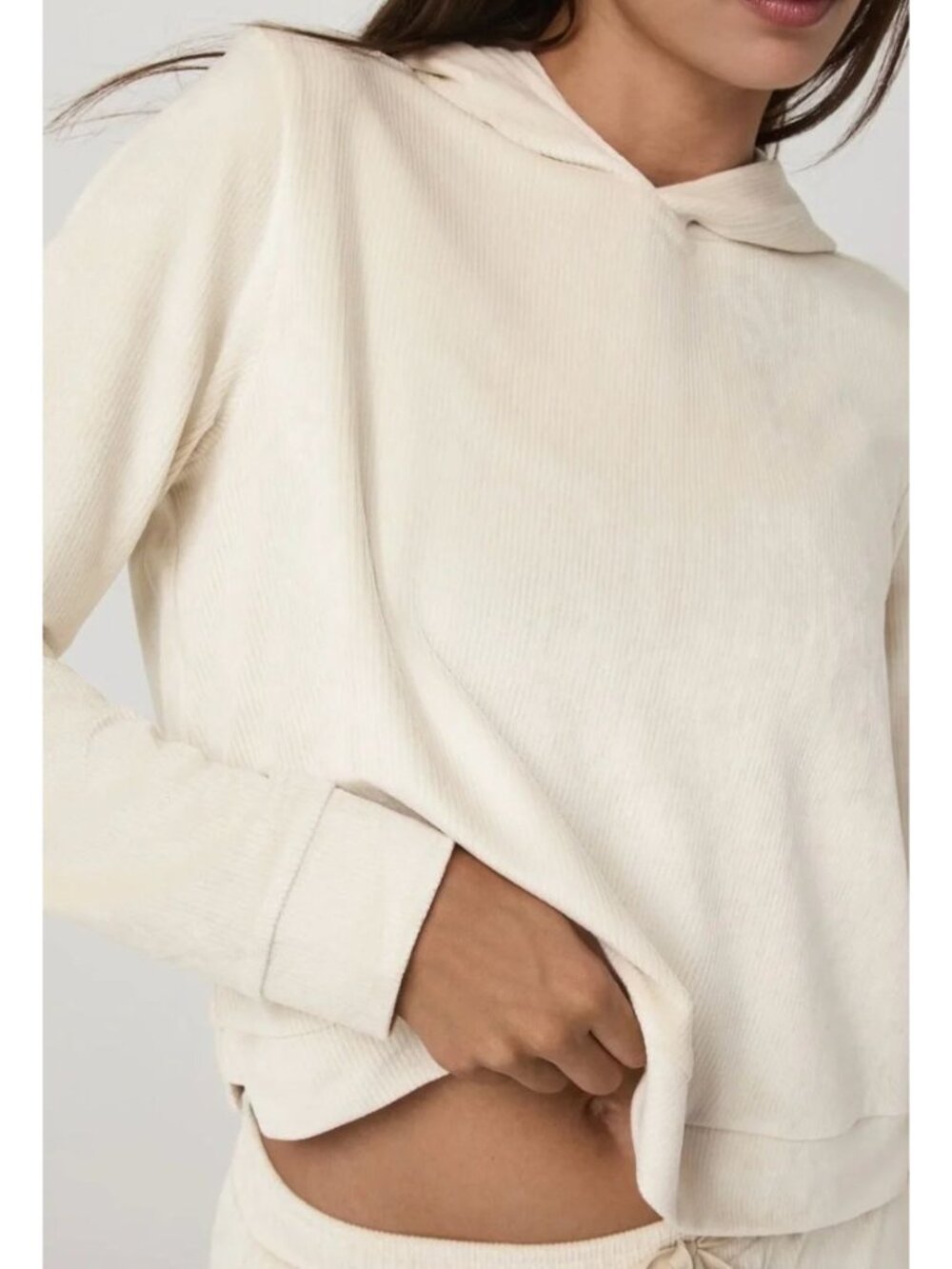 Vuori Haven Hoodie Bone Ribbed Cropped-sz Medium - Picture 4 of 11